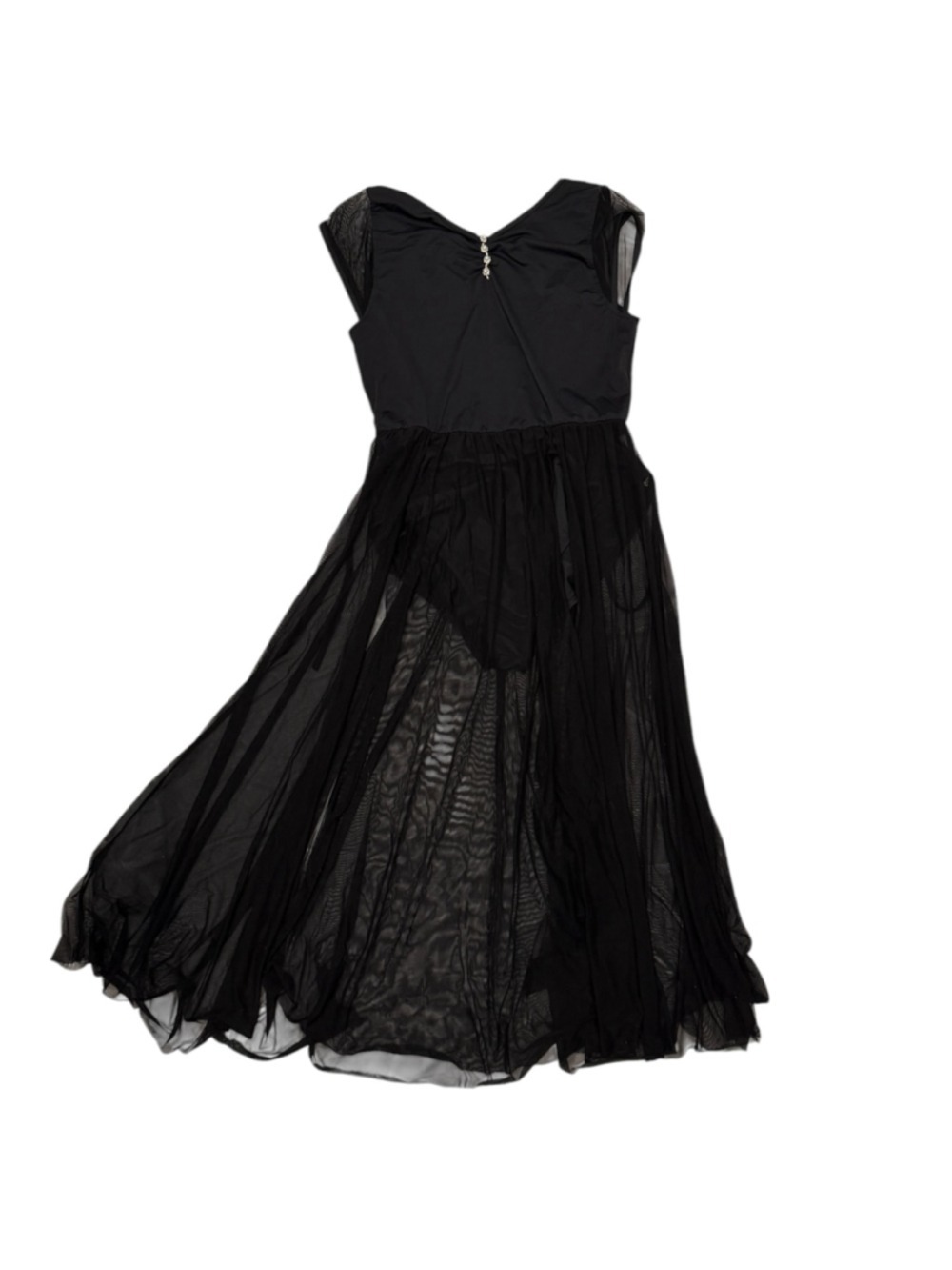 ODASDO NWT Black Lyrical Contemporary Dance Dress Leotard Mesh Maxi Skirt Size L - Picture 2 of 7